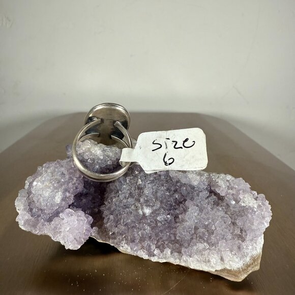 Handmade Dendritic Agate Oval Gemstone Silver Ring Artisan Womens Jewelry Size 6 - Picture 4 of 5